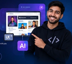 Developer presenting website and AI learning