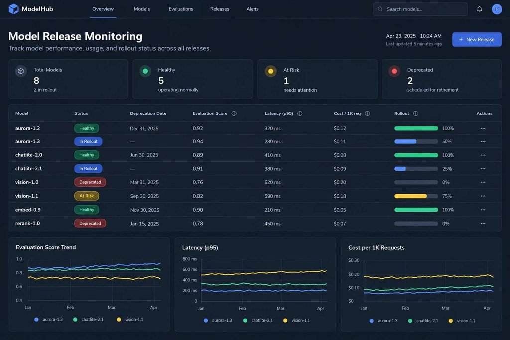Gemini model release evaluation and rollout dashboard
